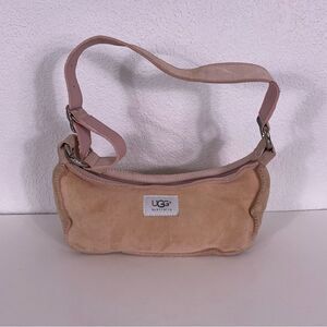 UGG Light Pink Leather Suede Fur Lined Small Shoulder Purse
